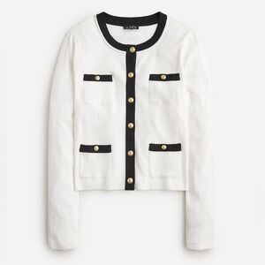 NWOT J. Crew Vintage Rib ivory size M lady jacket with gold buttons & black trim